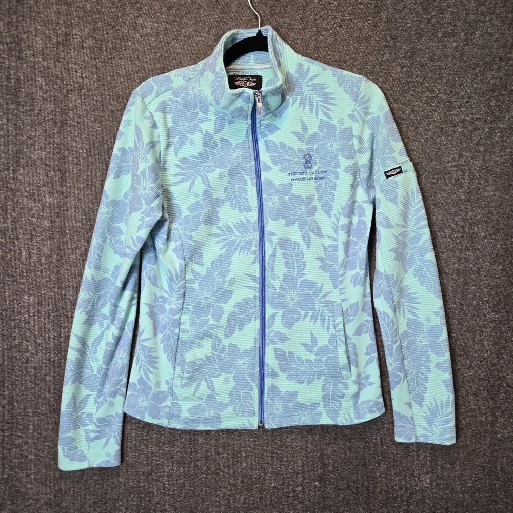 Women's Medium Straight Down Paradise Golf Jacket Floral Blue Logo* - Picture 1 of 10